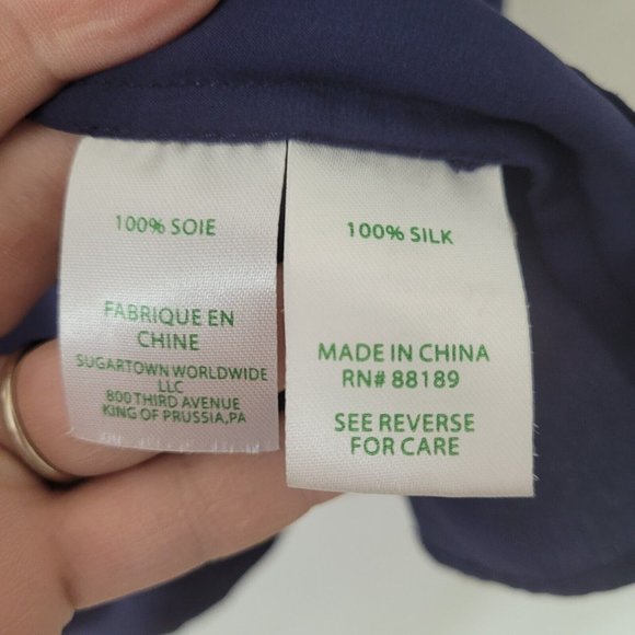 Lilly Pulitzer Dress Women S Sanilla Off The Shoulder Silk Navy Bell Sleeve Mini - Picture 5 of 14